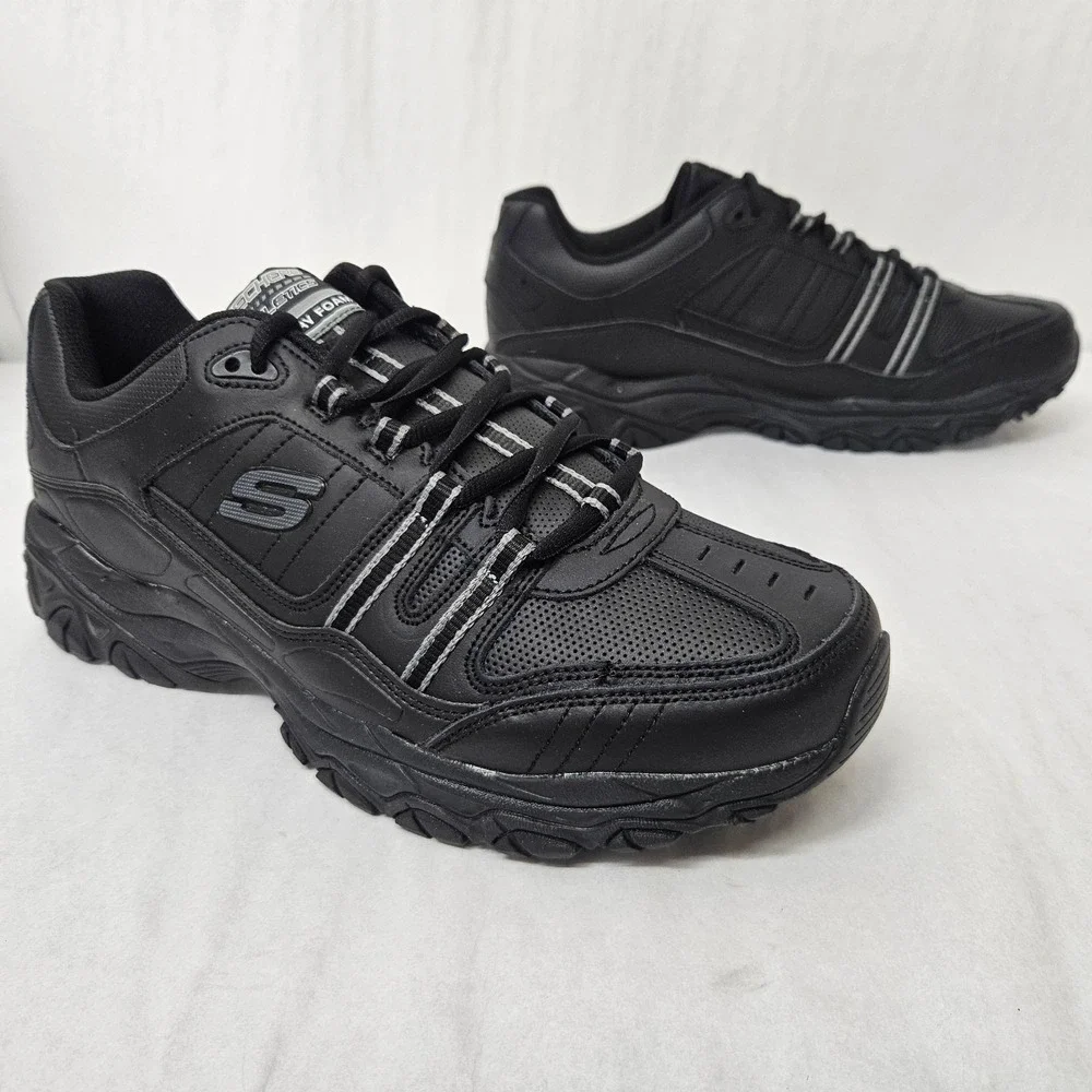 Skechers After Burn Strike On Training Shoe 50122/BBK Black Leather Mens Size 12